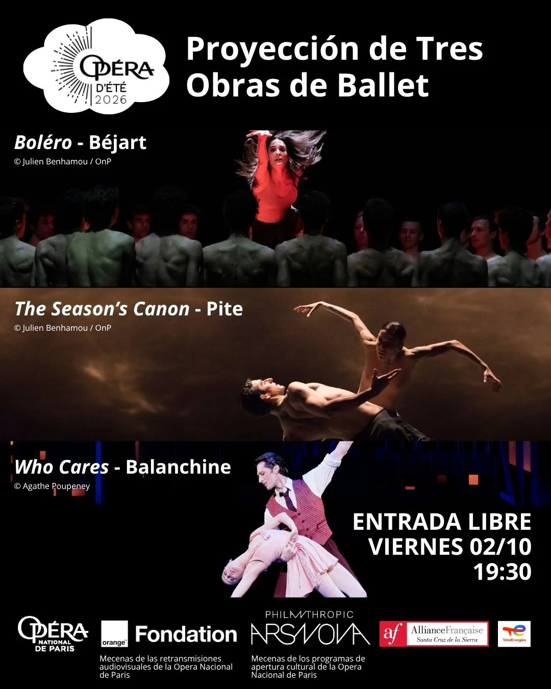 Screening of Three Ballet Works at Auditorio, Alianza Francesa de Santa Cruz in Santa Cruz de la Sierra